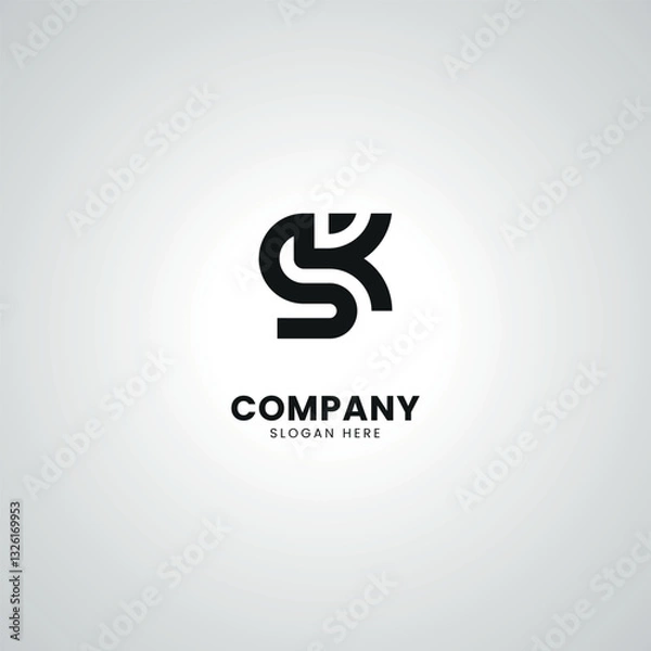 Obraz Abstract Initial Letter SK KS Modern Unique Logo Design Vector.