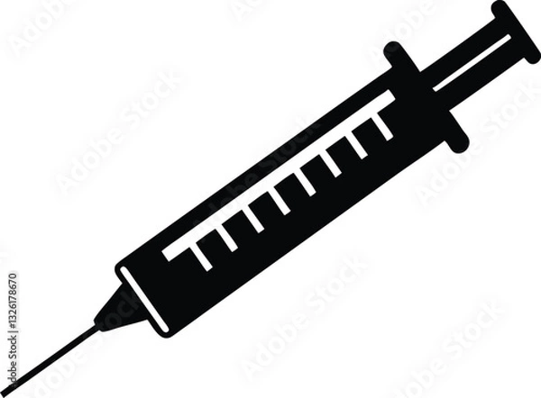 Obraz Syringe injection icon vector, medical syringe silhouette