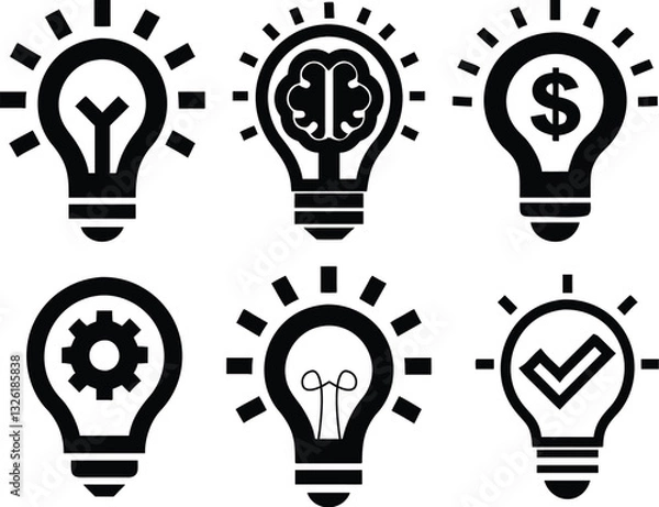 Fototapeta Creative Light Bulb Icons Set