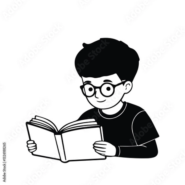 Obraz cute boy reading a book vector design
