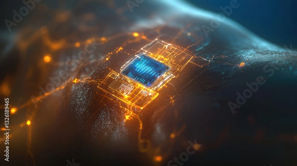 Obraz Biometric Tech: Futuristic Chip Implant - Biometric Technology
