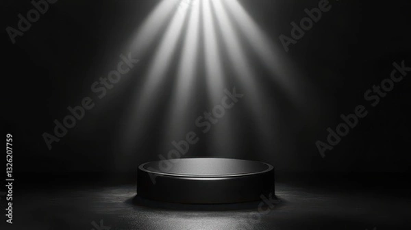 Fototapeta Spotlight on Empty Stage in Dark Room for Presentation or Display