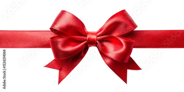 Fototapeta red ribbon and bow isolated on white background PNG.GENERATIVE AI