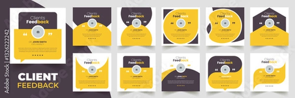 Fototapeta Customer feedback testimonial social media post web banner template Bundle. Customer feedback review or testimonial social media post design