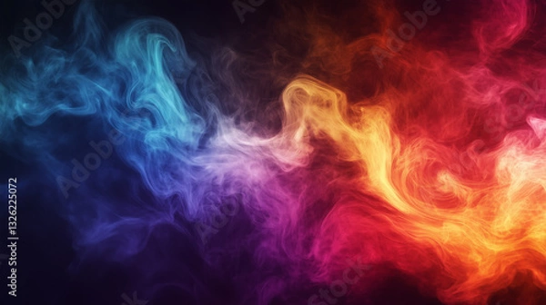 Obraz Colorful wisps of smoke swirl together creating a mesmerizing visual effect in a dark background