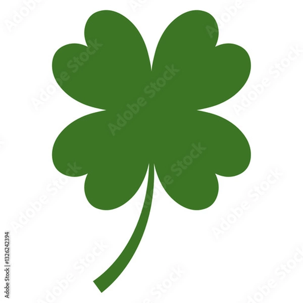 Fototapeta Trèfle chanceux, symbole du jour de la Saint Patrick, trèfle à quatre feuilles vert, vecteur