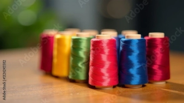 Fototapeta many different spools of thread in different colors