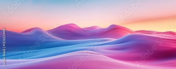 Obraz Majestic mountain range silhouetted against a stunning pink and blue sky at dusk