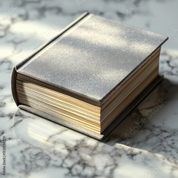 Fototapeta Beautifully arranged stack of marbled books on a luxurious marble surface showcasing elegant literary collection