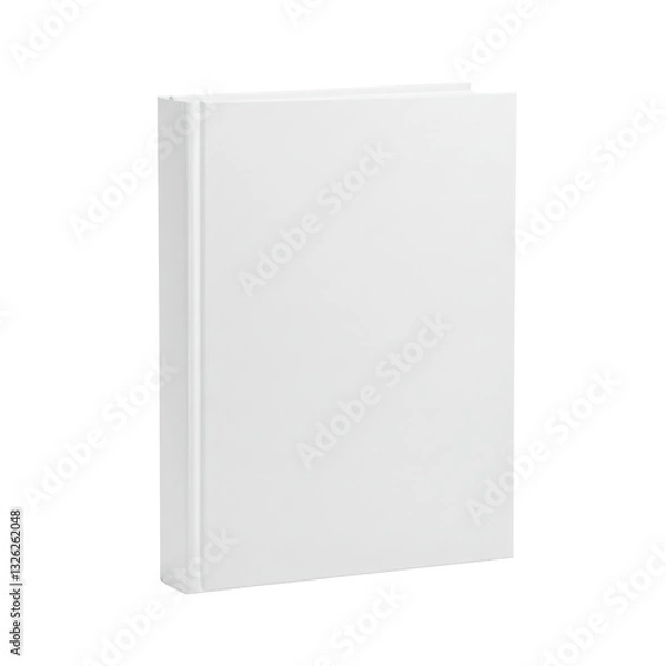 Obraz Blank White Hardcover Book Standing Upright with Clean Minimalist Design for Mockup, , template design, isolated on a transparent background. PNG, cutout, or clipping path.