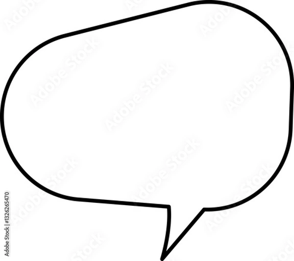 Fototapeta White speech bubble in flat design, chatting box, message box icon. Balloon doodle style of thinking sign symbol. Speech bubble isolated on background.