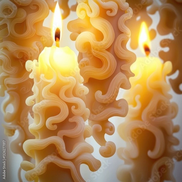 Fototapeta A beautifully arranged candle surrounded by multiple candles creating a warm atmosphere