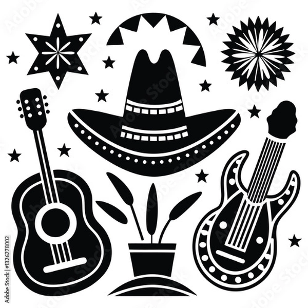 Fototapeta Cinco de Mayo day vector illustration icon elements symbols