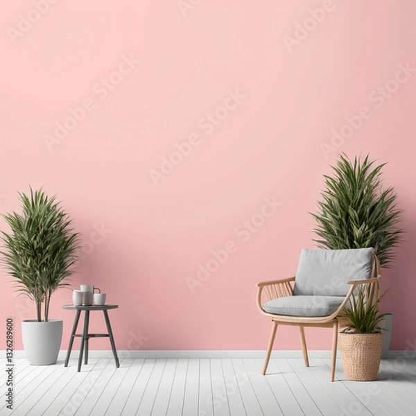 Obraz modern interior design with pink wall
