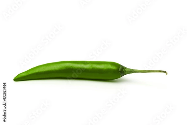 Obraz Green Chillies Isolated on a White Background