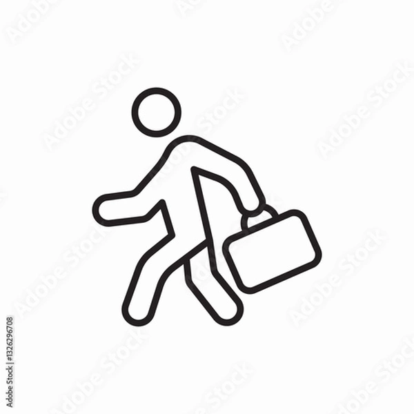 Fototapeta Person walking briefcase icon vector sign