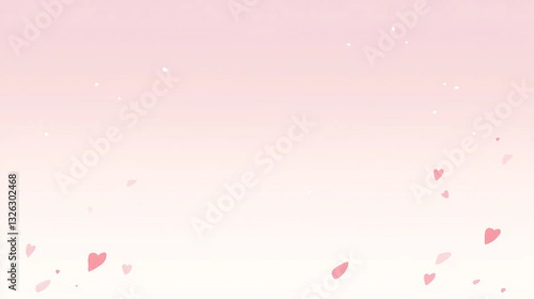Fototapeta Soft Pink Gradient Background with Floating Hearts
