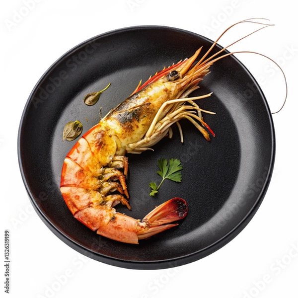 Fototapeta cooked shrimp on a plate
