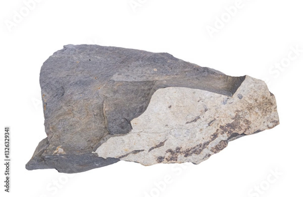 Obraz Limestone rock sample . Grey stone specimen. Sedimentary rock	