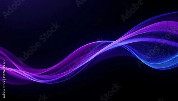 Fototapeta Abstract blue smoke with dynamic flowing waves and light energy