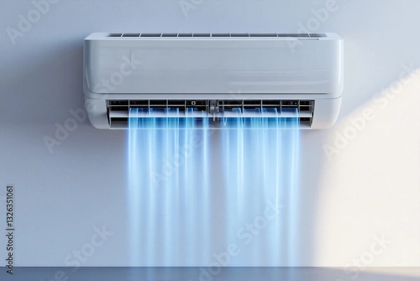 Obraz Wall-mounted air conditioning with light blue streams