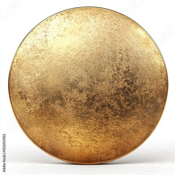 Obraz Gold circle object displays a textured surface with a bright metallic sheen on a plain background