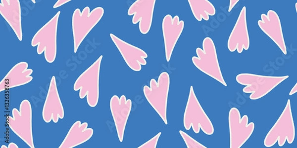 Fototapeta Hand drawn simple abstract flowers print. Trendy collage pattern. Fashionable template for design.