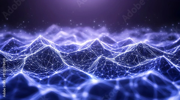 Fototapeta Abstract network topography.  A futuristic, interconnected network pattern