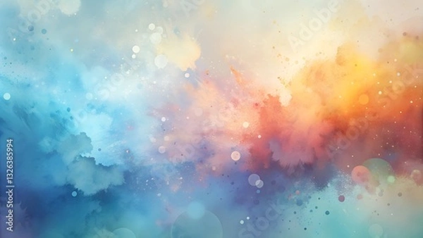 Fototapeta Vibrant abstract watercolor explosion with colorful splashes and light bokeh effect