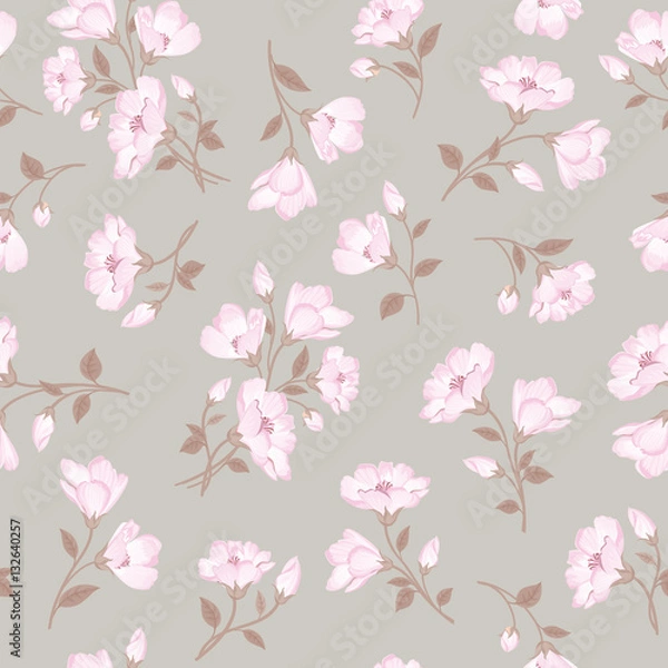 Fototapeta Floral pattern. Flower seamless background. Flourish ornament. Spring garden texture