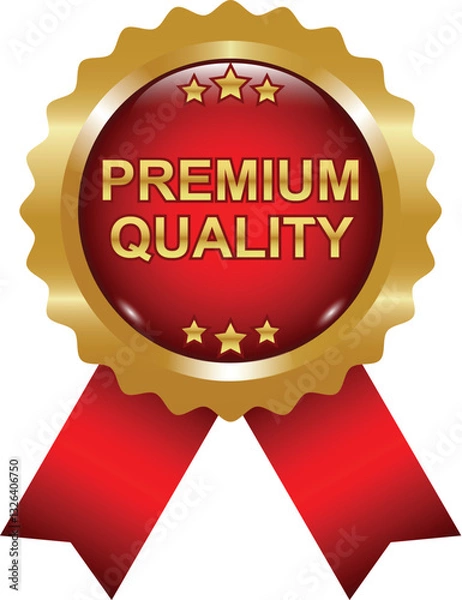 Obraz Gold and Red Premium Quality Ribbon Badge