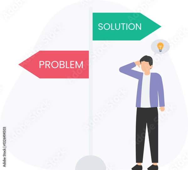 Fototapeta Problem and solutions or issue resolution, troubleshooting or corrective action, root cause analysis or strategic planning, innovation or effective resolution, decision-making or conflict resolution, 
