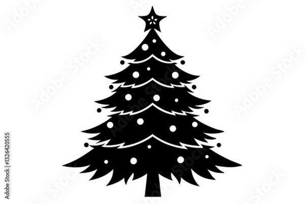Obraz christmas tree line art silhouette vector illustration