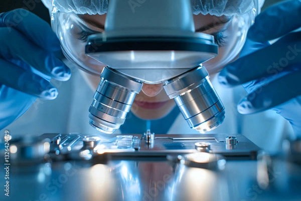 Fototapeta Scientist working with a microscope