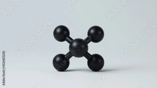 Fototapeta Black Molecular Structure Model on Light Background for Science Education