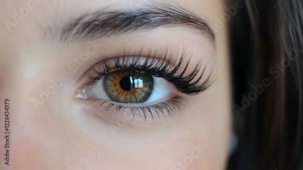 Obraz Extended Eyelashes: Hazel Eye Close-up 