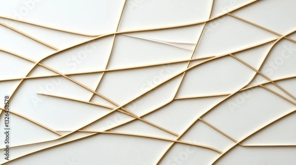 Obraz Pearlescent cream and soft champagne hues with thin platinum wire in geometric patterns, exuding elegance and minimalism