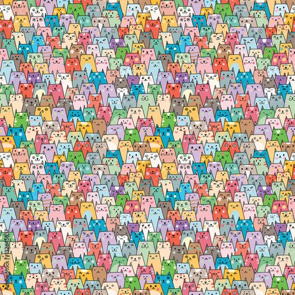 Fototapeta Seamless vector pattern with cats