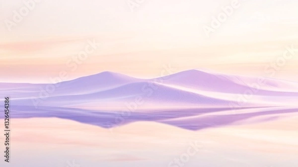 Fototapeta Soft desert reflections in pastel lavender and shimmering cream plain background