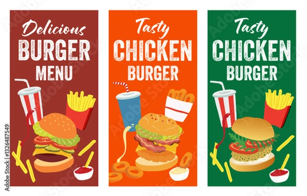 Obraz FAST FOOD MENUS Vertical Banners