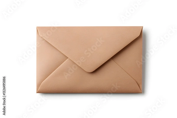Fototapeta Realistic brown kraft paper envelope isolated on white	