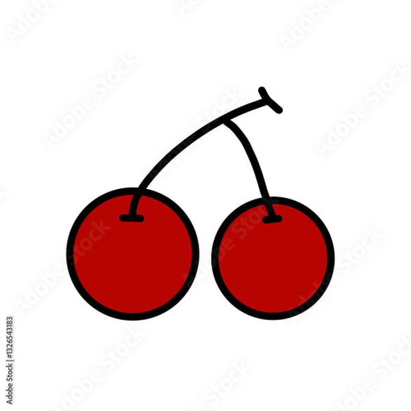 Obraz red cherries on white background