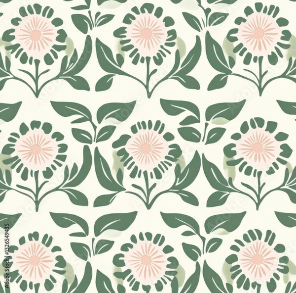 Fototapeta Aesthetic flower illustration with a seamless design, featuring vibrant colors and intricate details. Perfect for textile prints, wallpapers, and digital backgrounds.