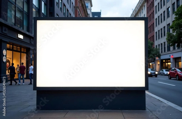 Fototapeta Empty urban panel screen banner. Billboard mock-up city outdoor poster blank street ad sign. 