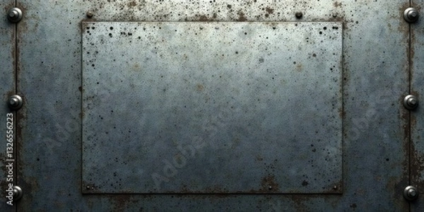 Fototapeta Rustic Metal Panel with Weathered Texture and Industrial Fasteners A Detailed Close-Up