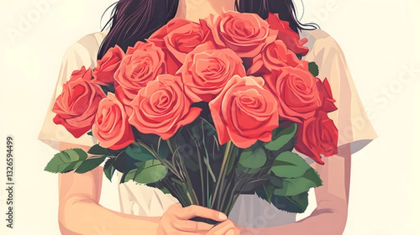 Obraz Stunning Rose Bouquet Illustration on Isolated Background for Creative Design Projects