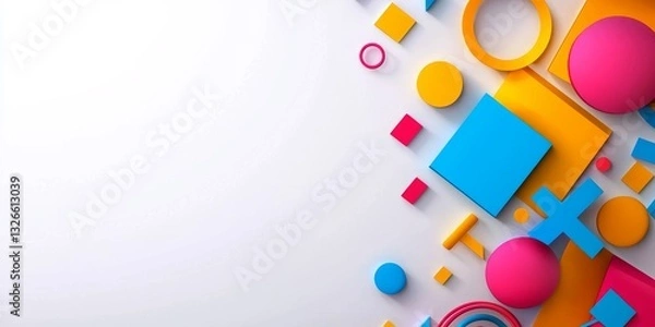 Fototapeta Colorful Geometric Shapes on White Background for Creative Design