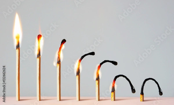 Obraz Concept of different phases in human life. Abstract image with burning matches