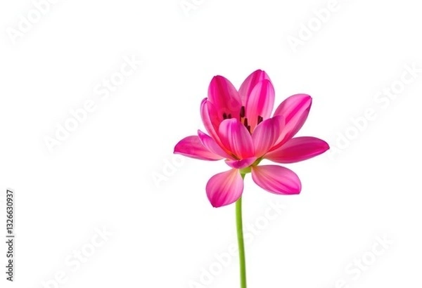 Obraz A single vibrant bloom, petals unfurled, set against a pure white backdrop, photography, studio shot