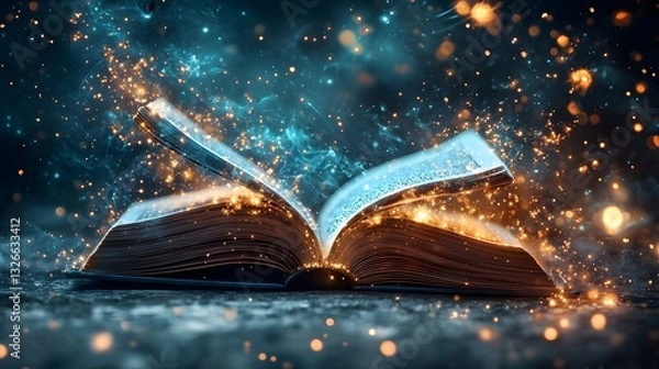 Fototapeta Dimensional Revelations An open book unfurls to reveal a captivating mathematical odyssey showcasing the mesmerizing forms of a Mbius strip Klein bottle and hyperbolic space